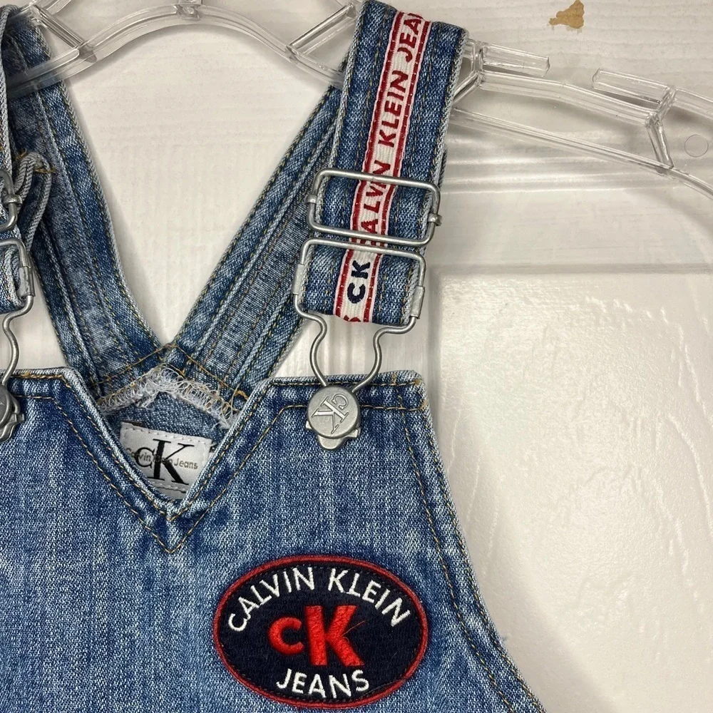 Calvin Klein Vintage Girls Denim Jumper Overall Dress - Picture 9 of 11